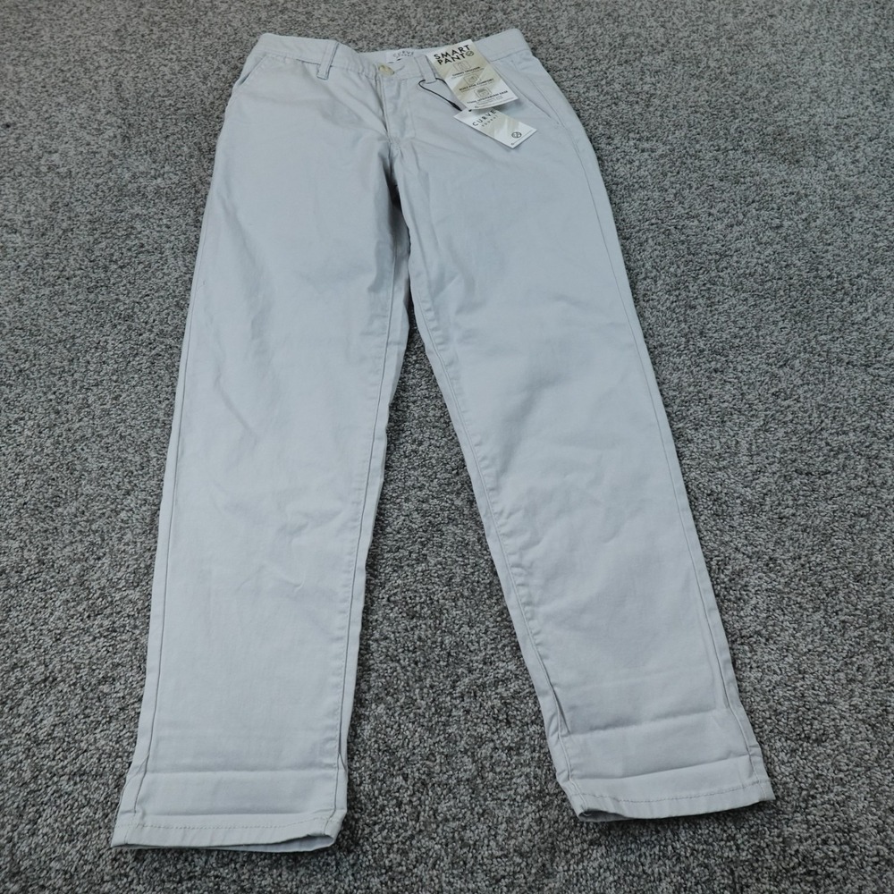 NEW Curve Appeal Pants Womens 2 Off White Smart Chino Trouser Mid Rise Stretch